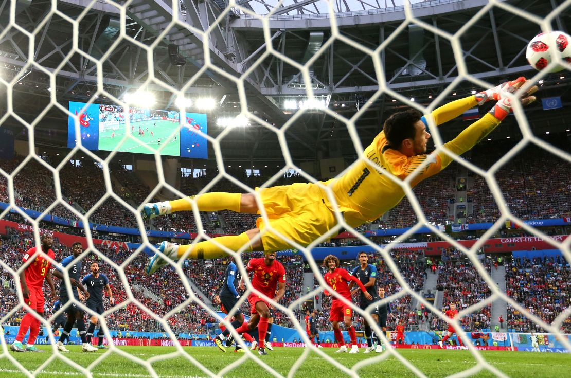 Hugo Lloris of France makes a save during the World Cup semifinal.