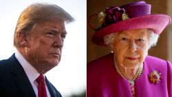 LEFT: WASHINGTON, DC - JULY 10: U.S. President Donald Trump speaks to reporters on the South Lawn before boarding Marine One and departing the White House, on July 9, 2018 in Washington, DC. Trump is heading to Brussels for the NATO Summit. (Photo by Al Drago/Getty Images)

RIGHT: Britain's Queen Elizabeth II walks through "The Queen's Diamond Jubilee Galleries" at Westminster Abbey in London on June 8, 2018. - The Queen's Diamond Jubilee Galleries will open to the public on June 11. The new galleries are set more than 16 metres above the Abbey's floor in the medieval Triforium, an area that has never been open to the public before. (Photo by Kirsty Wigglesworth / POOL / AFP)        (Photo credit should read KIRSTY WIGGLESWORTH/AFP/Getty Images)