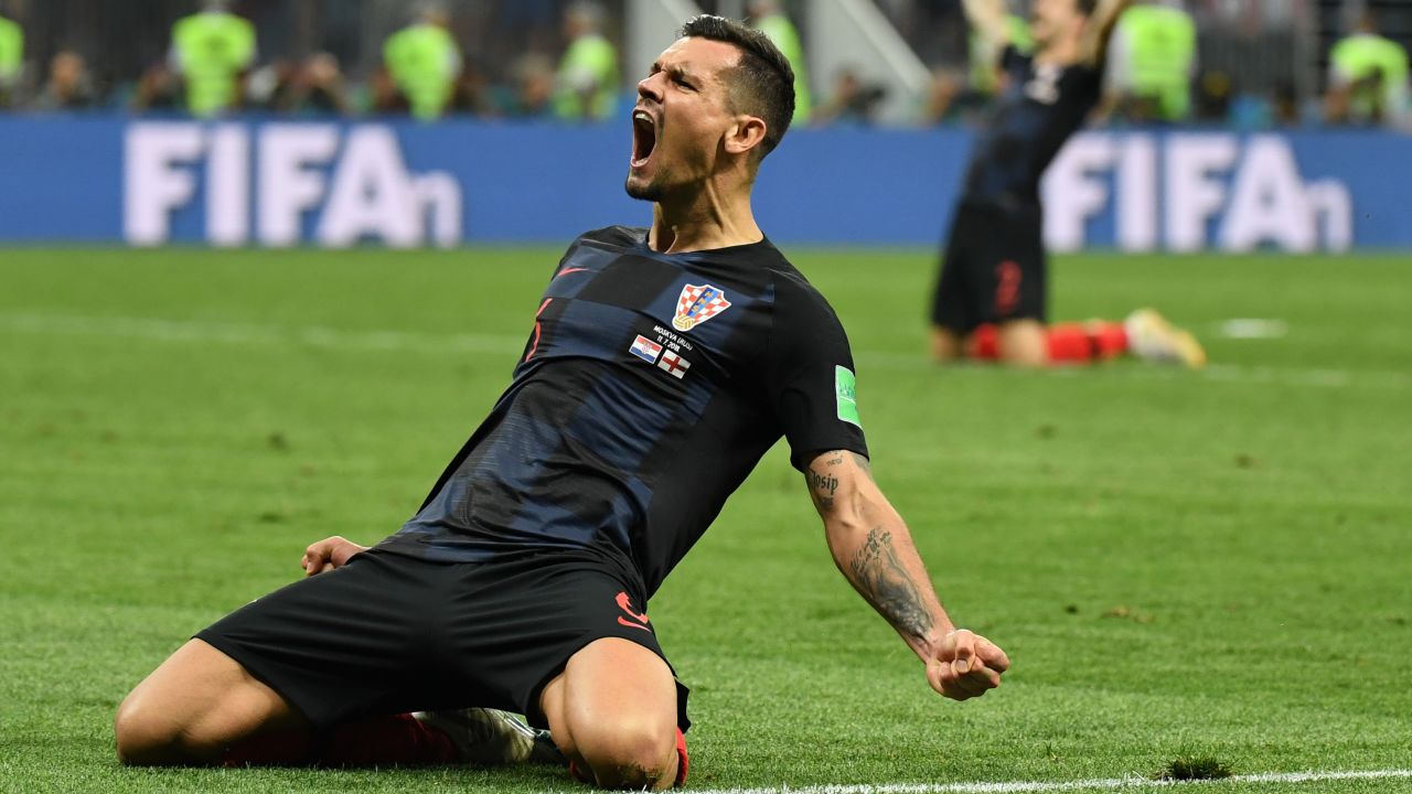 Lovren celebrates after the quarterfinal win over Russia.