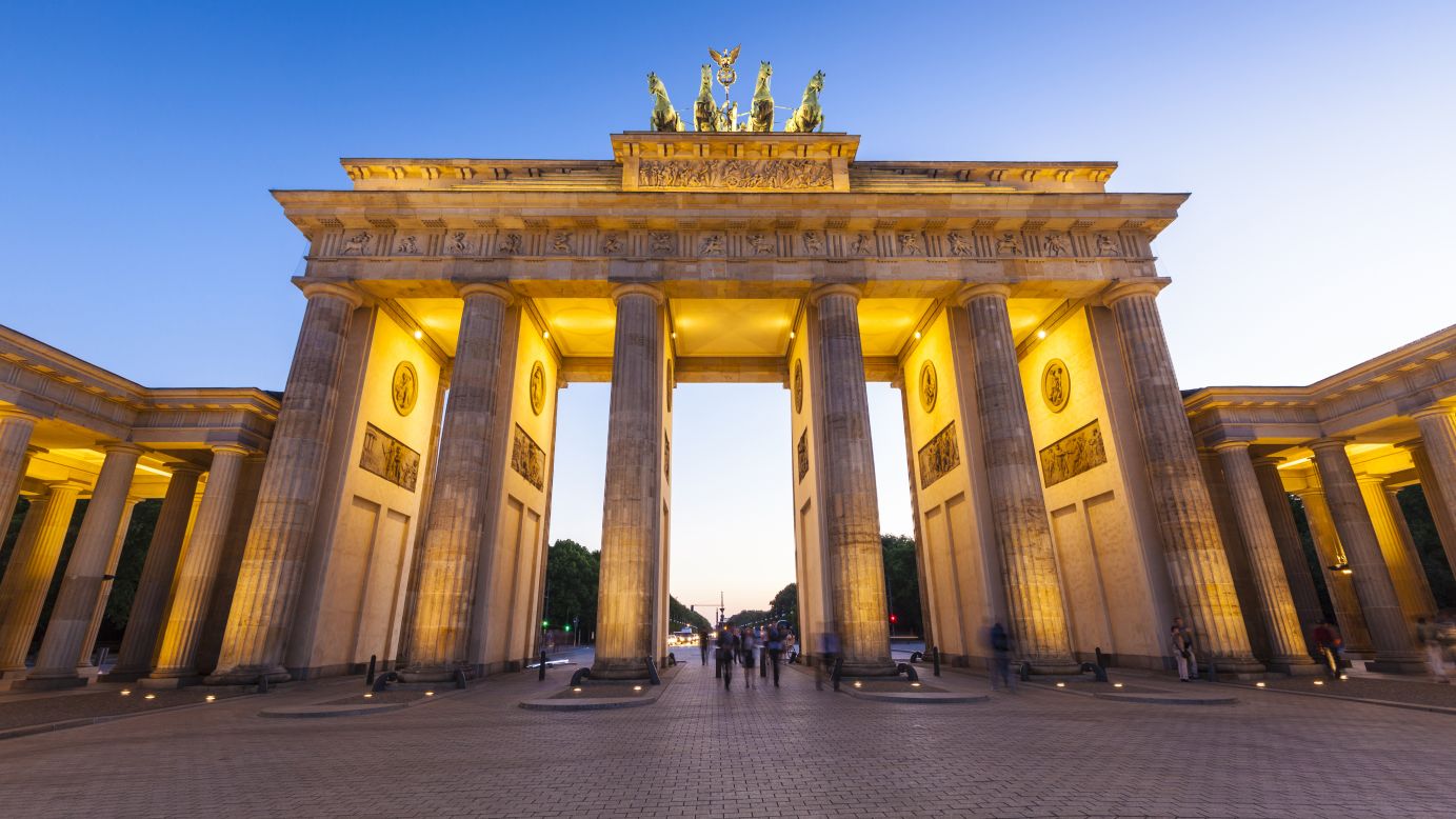 <strong>August in Berlin, Germany:</strong> Historical<strong> </strong>Brandenburg Gate might be even more impressive as night approaches.