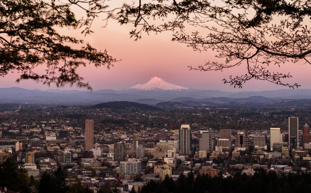 <strong>August in Portland, Oregon:</strong> On a clear day, Mount Hood provides a stunning backdrop.  Click through the gallery to see more photos of Portland and four other places to go in August: