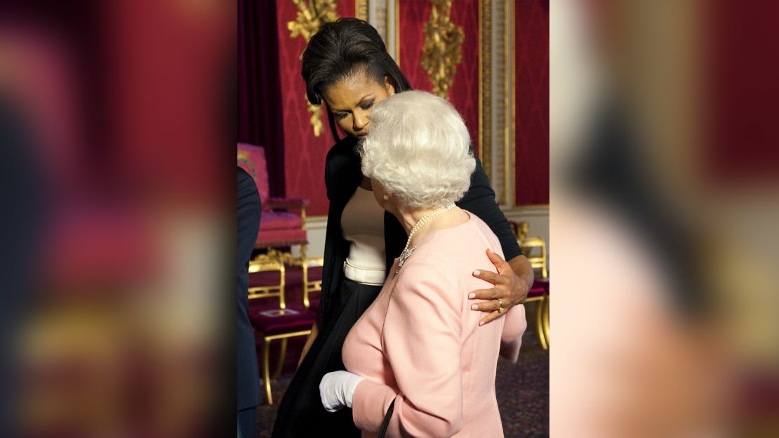 Michelle Obama came under fire for touching Queen Elizabeth in April  2009. 