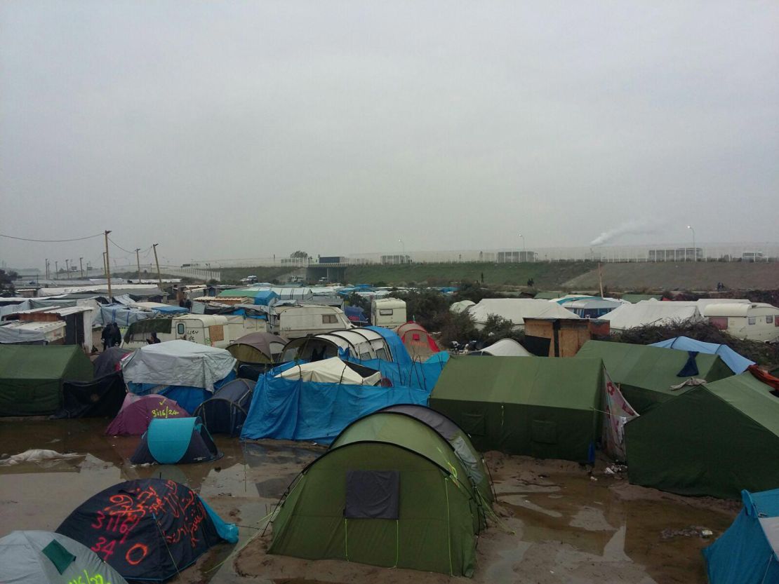 Tents near where Majhor stayed in the Calais Jungle.