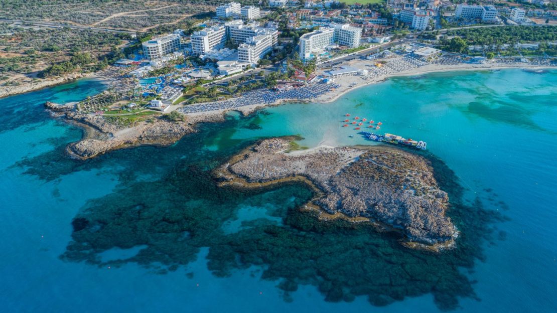 Nissi Beach has a teardrop-shaped island which can be reached by swimmers.