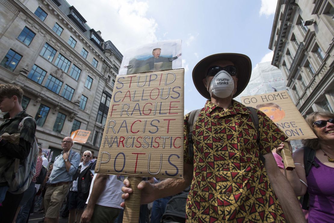 A protest sign playing on words from a 'Mary Poppins' song.