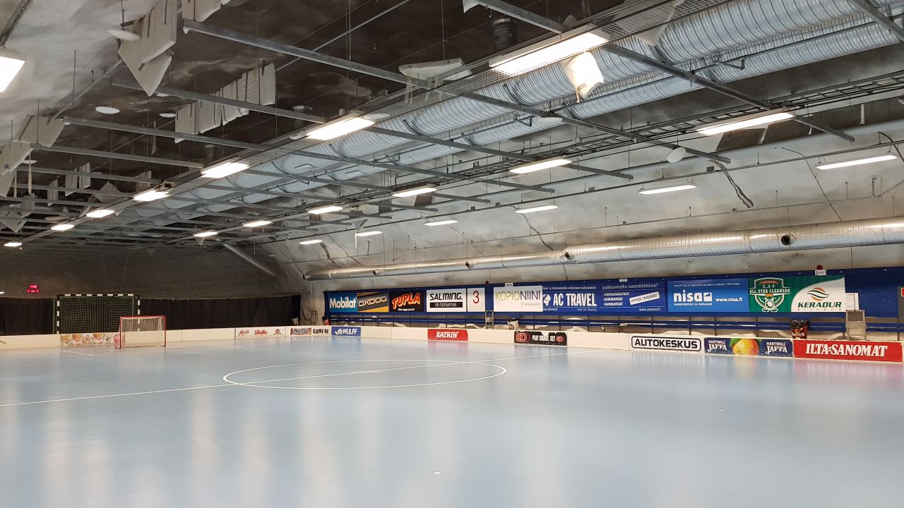 A subterranean ice hockey rink in Helsinki.
