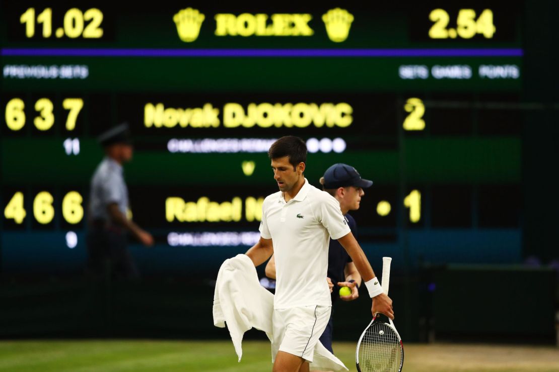 Novak Djokovic took the crucial third set versus Rafael Nadal before play was called for the evening due to Wimbledon's 11 p.m. local time curfew Friday. 