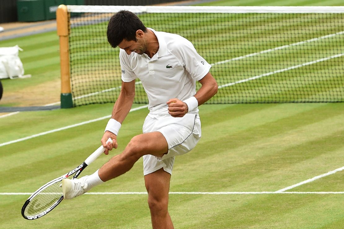 Novak Djokovic was frustrated at times but still beat Rafael Nadal at Wimbledon.