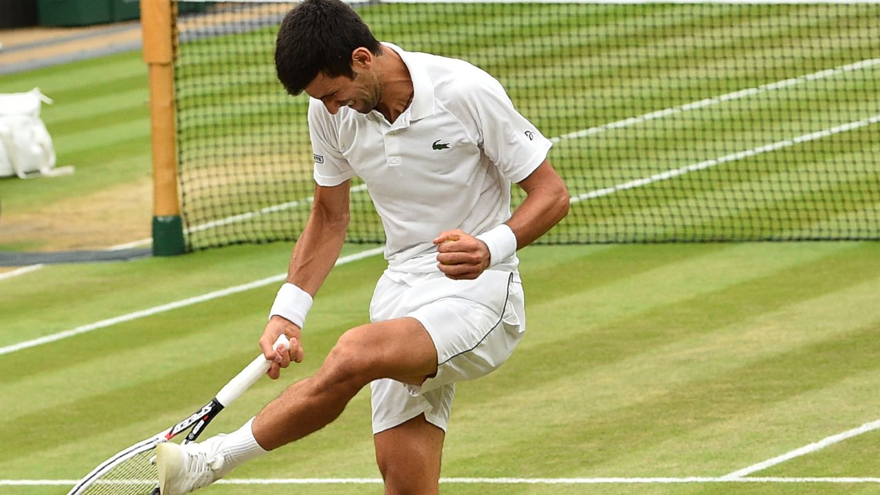 Novak Djokovic was frustrated at times but still beat Rafael Nadal at Wimbledon.