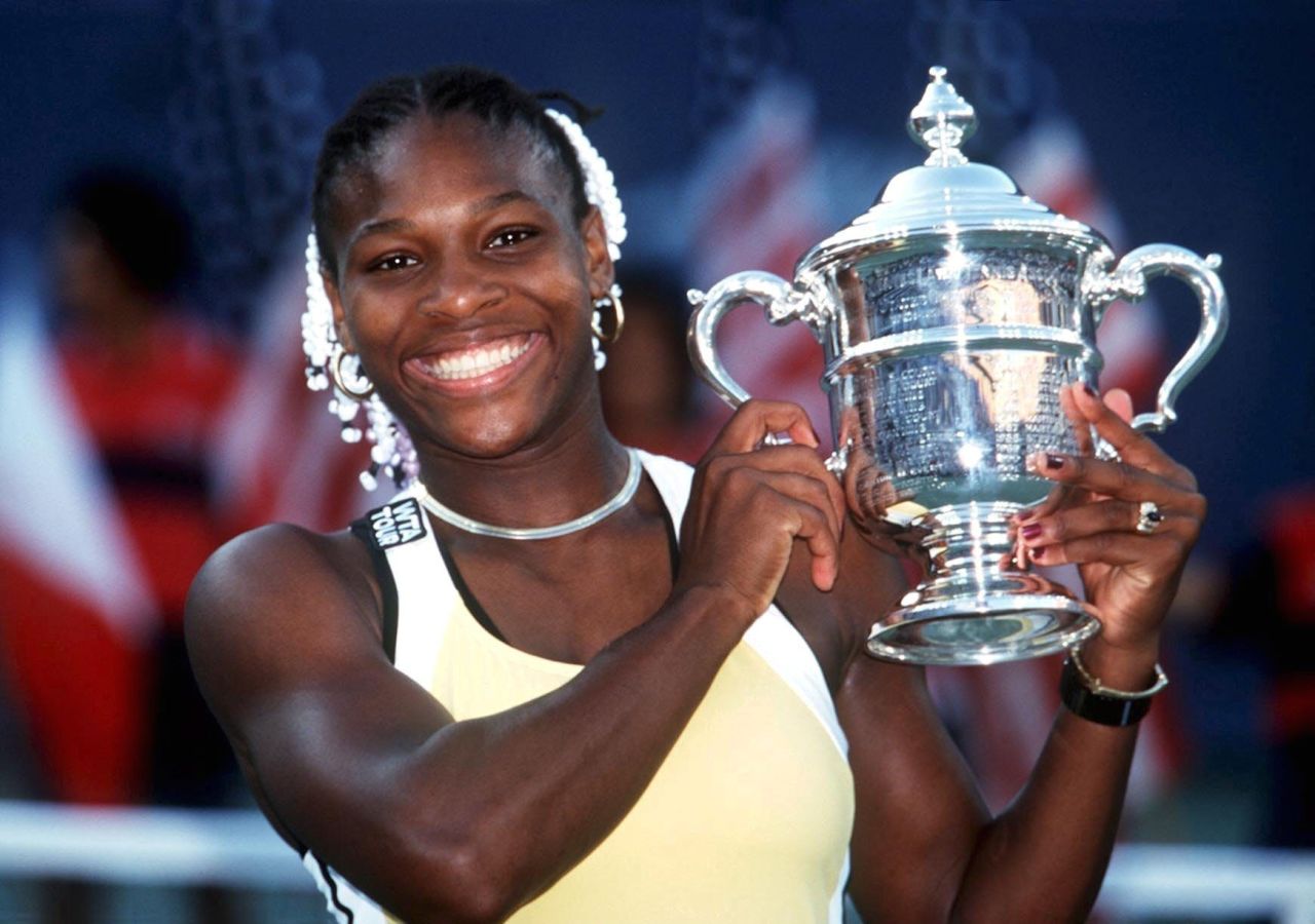 The first of many. A 17-year-old Williams beats Martina Hingis at the 1999 US Open in straight sets to win her first major title. 