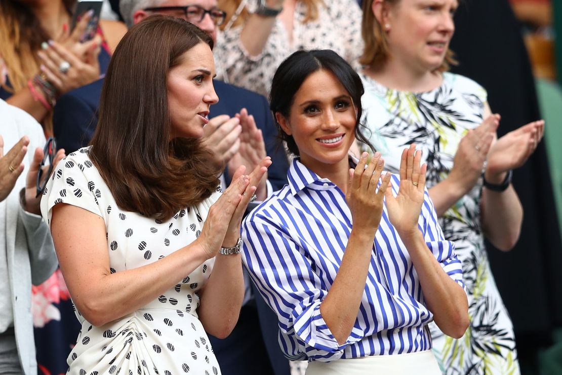 Catherine and Meghan pictured together at Wimbledon in 2018.