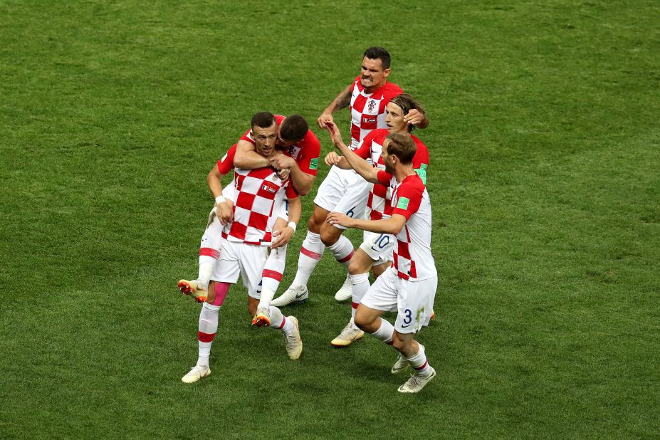 Perisic, bottom left, scored a spectacular first-half goal to tie the match at 1-1.