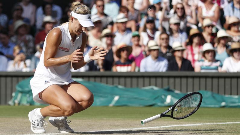 <a  target="_blank">Angelique Kerber </a>after her women's singles final victory over Serena Williams on the twelfth day of the 2018 Wimbledon Championships in London, on Saturday, July 14. 