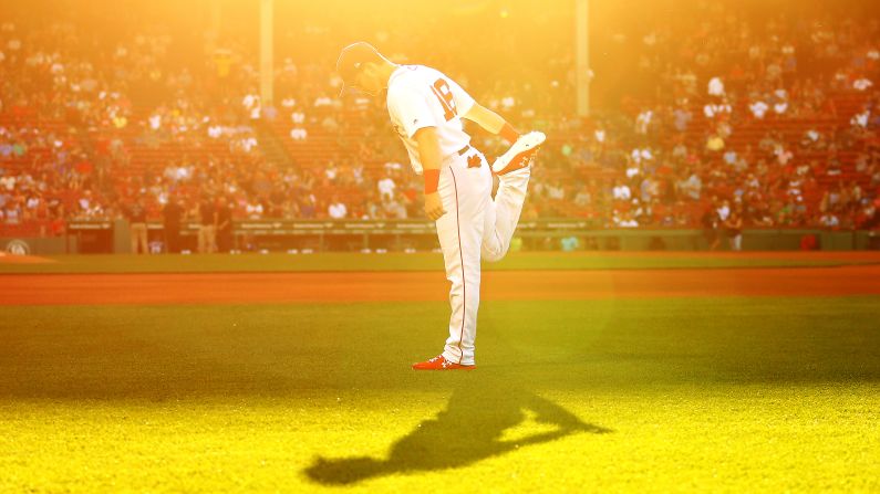 Andrew Benintendi of the Boston Red Sox warms up before a game against the Texas Rangers in Boston, on Monday, July 9. <a  target="_blank">See 26 amazing sports photos from last week </a>