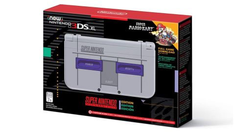 <a href="https://amzn.to/2umomd9" target="_blank" target="_blank"><strong>Nintendo 3DS XL — Super NES Edition, $149</strong></a>
