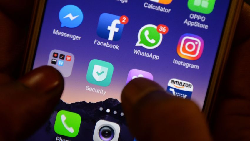 This photo illustration taken on March 22, 2018 shows apps for Facebook, Instagram, Whatsapp and other social networks on a smartphone in Chennai. / AFP PHOTO / ARUN SANKAR        (Photo credit should read ARUN SANKAR/AFP/Getty Images)