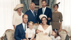 For first publication 22.30 hours BST on Sunday July 15th 2018:
OFFICIAL PORTRAIT OF THE CHRISTENING OF PRINCE LOUIS. OBLIGATORY CREDIT LINE: PHOTO MATT HOLYOAK/CAMERA PRESS.         
Official portrait taken in the Morning Room at Clarence House, following the christening of Prince Louis at St James?s Chapel.
Seated (left to right): The Duke of Cambridge, Prince George, Prince Louis, The Duchess of Cambridge, Princess Charlotte.
Standing (left to right): The Duchess of Cornwall, The Prince of Wales, The Duke of Sussex, The Duchess of Sussex.
THIS PHOTOGRAPH IS PROVIDED FOR FREE NEWS USAGE IN CONNECTION WITH PRINCE LOUIS?S CHRISTENING UNTIL JULY 29TH 2018 . AFTER WHICH IT MUST BE REMOVED FROM ALL YOUR SYSTEMS. USAGE RIGHTS ARE STRICTLY EDITORIAL NEWS ONLY, NO COMMERCIAL, SOUVENIR OR PROMOTIONAL USE PERMITTED. MAGAZINE COVER USAGES REQUIRE APPROVAL. THE PHOTOGRAPH CANNOT BE CROPPED, MANIPULATED OR ALTERED IN ANY WAY.