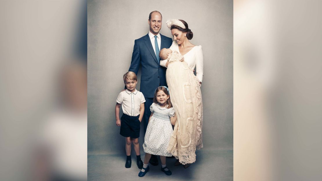 The Duke and Duchess of Cambridge, Prince George, Princess Charlotte and Prince Louis, following Prince Louis's christening.