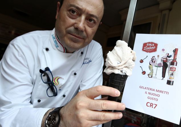However, local business owners in Turin have jumped on the Ronaldo bandwagon. Mister Leonardo, from Miretti's ice-cream shop in downtown Turin, created a CR7 ice cream flavor made with Ginja Lisboa, a typical Portuguese sour cherry liqueur, and chocolate flakes.
