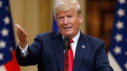 U.S. President Donald Trump speaks during a press conference after the meeting of U.S. President Donald Trump and Russian President Vladimir Putin at the Presidential Palace in Helsinki, Finland, Monday, July 16, 2018. (AP Photo/Alexander Zemlianichenko)