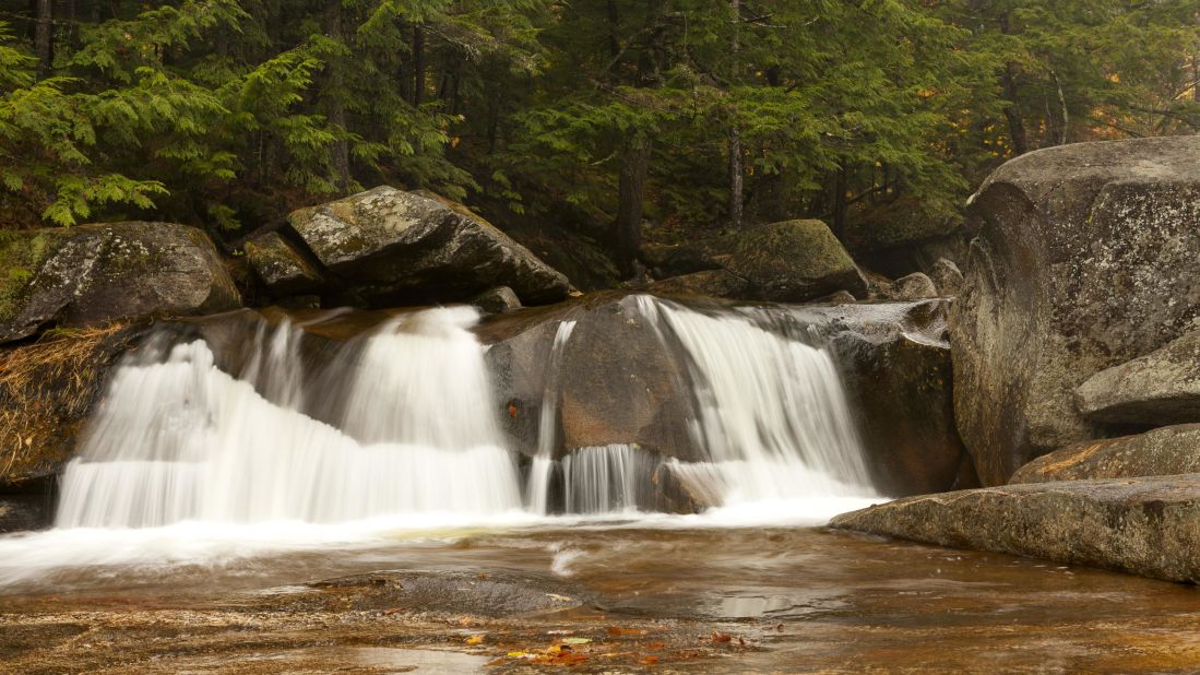 <strong>October in Maine:</strong> Drive the Grafton Notch Scenic Byway near the border with New Hampshire and enjoy all kinds of natural scenery, including Screw Auger Falls.
