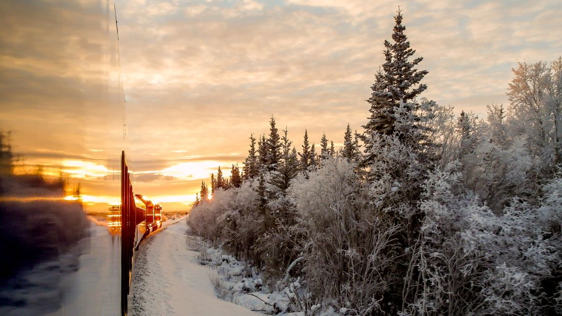 <strong>December in Anchorage, Alaska:</strong> You can take the Aurora Winter Train and get fantastic views of the countryside from the warm comfort of a railway car.