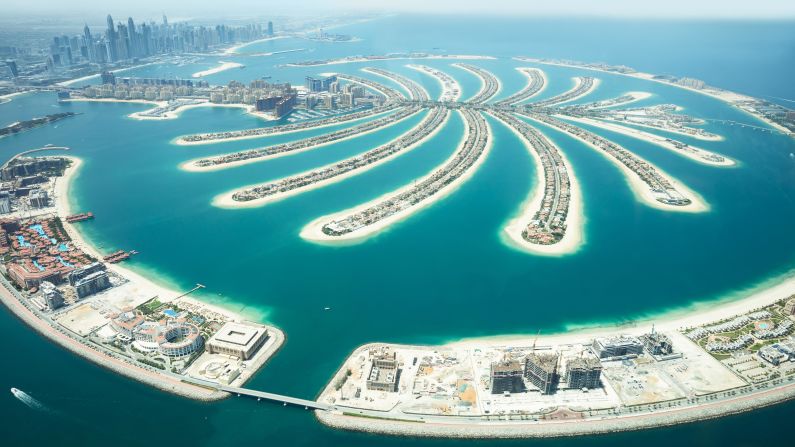 <strong>August in Dubai, UAE: </strong>Dubai is in such a building boom that it's building islands -- this is the artificial Jumeirah Palm island, filled with hotels, shops and more.