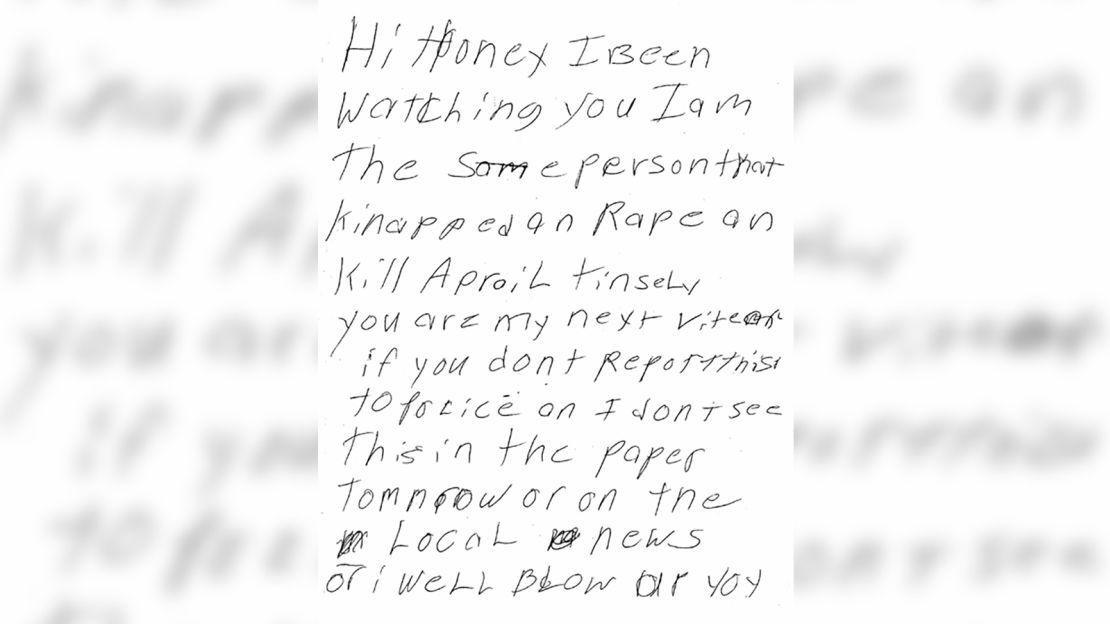 During the spring of 2004, the killer left four similar notes at residences in the Fort Wayne area.