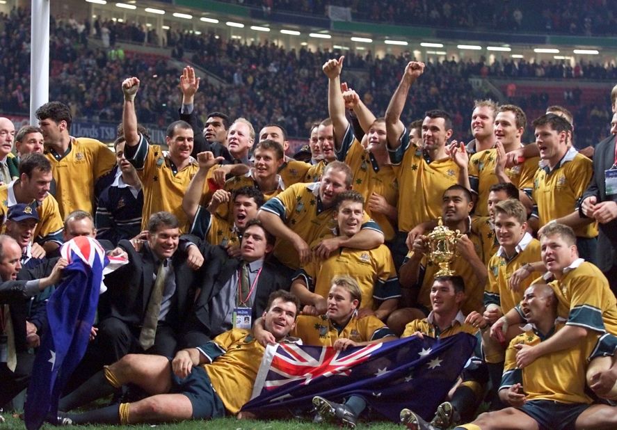 Australia's second World Cup victory in 1999 came eight years after its first. A 35-12 victory over France saw John Eales' side lift the trophy in Cardiff.