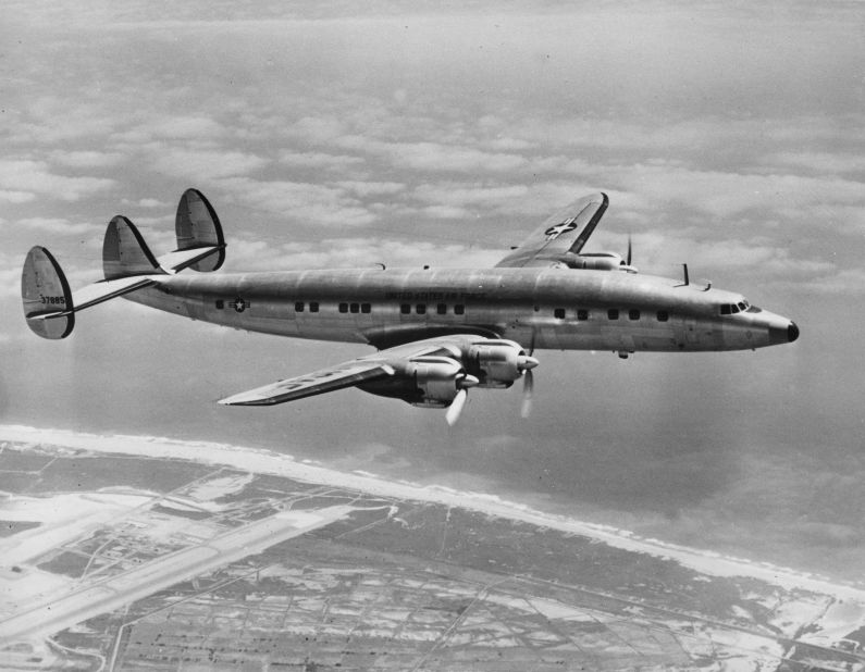 This is the first flight photo of the Columbine III, the US Air Force Lockheed Super Constellation used by President Dwight D. Eisenhower, on Nov. 26, 1954. 
