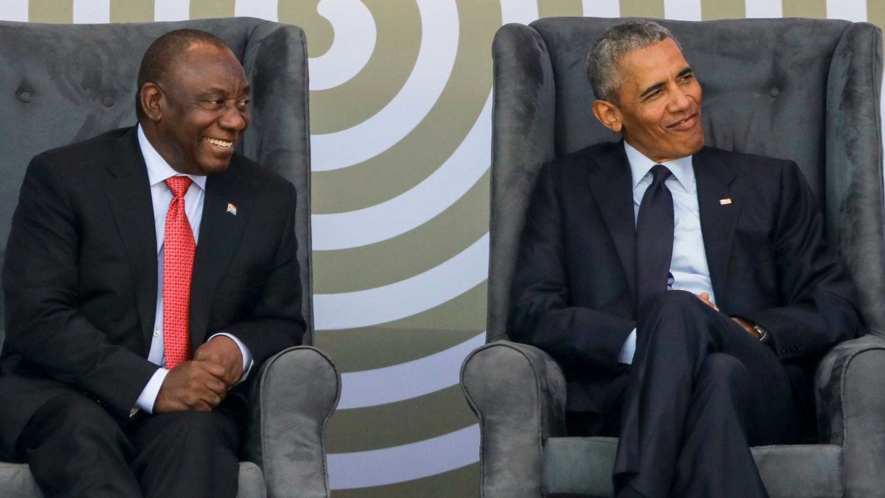 Barack Obama, right, and South African President Cyril Ramaphosa.