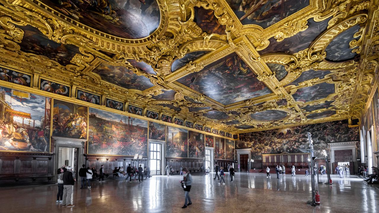 <strong>February in Venice, Italy:</strong> If it's unbearably cold on the canals and in the streets, head indoors and soak in the splendor of the Higher Council Hall at Doge's Palace (Palazzo Ducale).