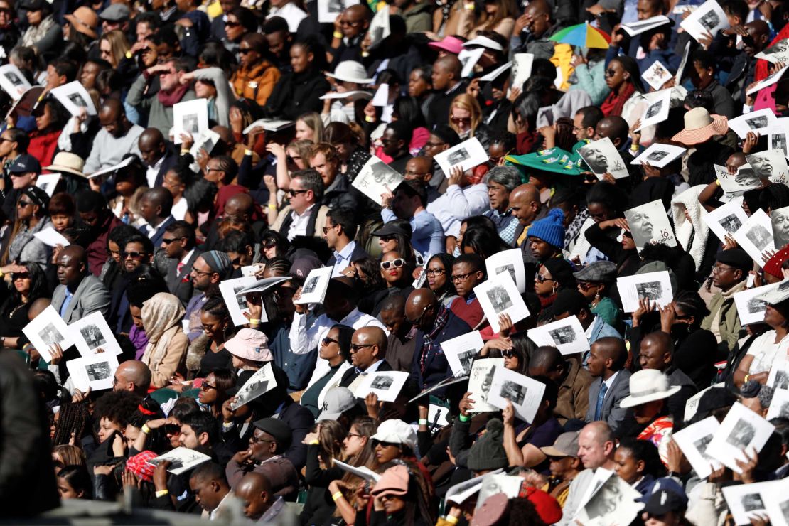 Attendees of Obama's speech at the Wanderers Cricket Stadium in Johannesburg.