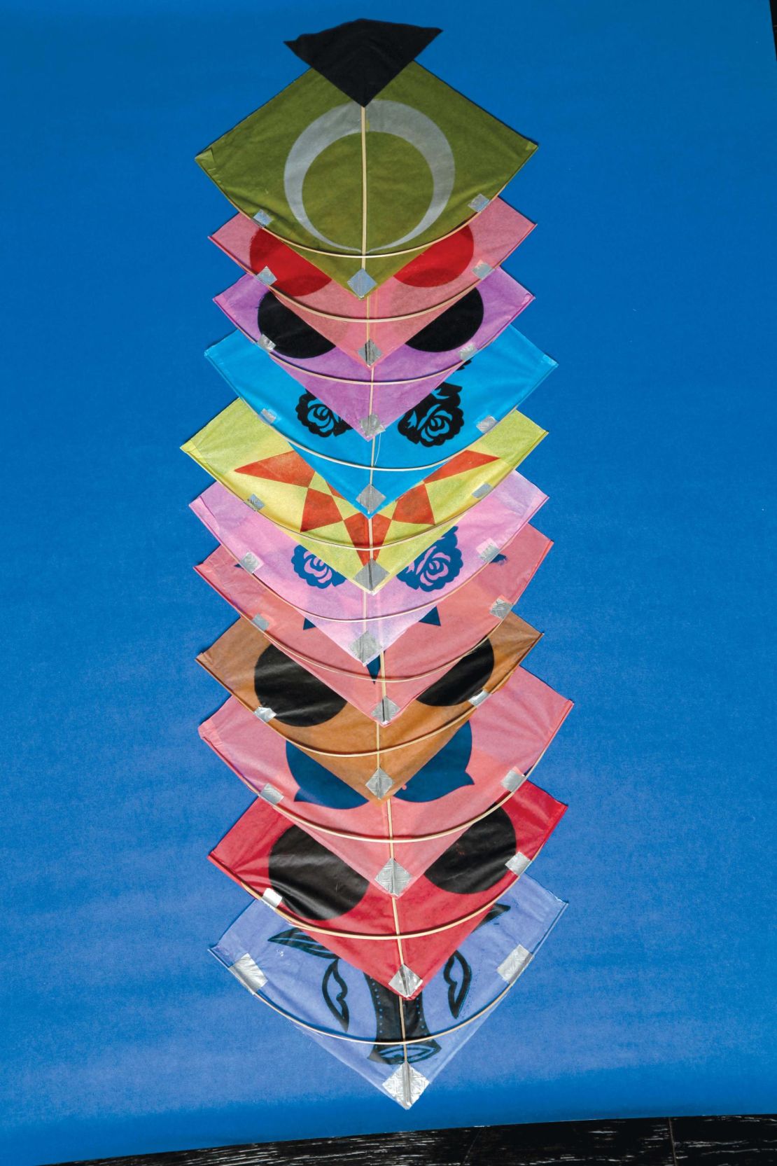 Indian fighter kites were not just made to fly --- they were a study in efficiency in design. Kites like these engaged in "battles" in the sky, trying to force each other to the ground.