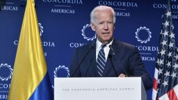 BOGOTA, COLOMBIA - JULY 17: Joe Biden, Former Vice president of the United States speaks at main speech as part of the 2018 Concordia Americas Summit day 2 at Agora Bogota Convention Center on July 17, 2018 in Bogota, Colombia. (Photo by Gabriel Aponte/Getty Images for Concordia Americas Summit)