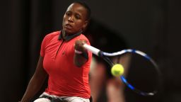 LOUGHBOROUGH, ENGLAND - DECEMBER 01:  Kgothatso Montjane of South Africa in action during her match against Diede De Groot of The Netherlands on day 3 of The NEC Wheelchair Tennis Masters at Loughborough University on December 1, 2017 in Loughborough, England.  (Photo by Ben Hoskins/Getty Images for The Tennis Foundation)