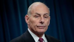 John Kelly answers questions during a press conference related to President Donald Trump's recent executive order concerning travel and refugees, January 31, 2017 in Washington, DC.