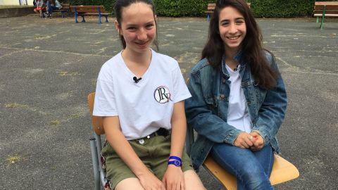 Zoe Crihan, 13 (L), and Louise Monciero, 14, were two of the pupils from school Jean Renoir that Kylian Mbappe sent to Russia