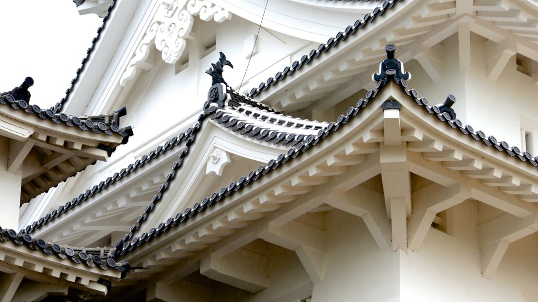 The bright white Himeji castle dates to Japan's feudal period.