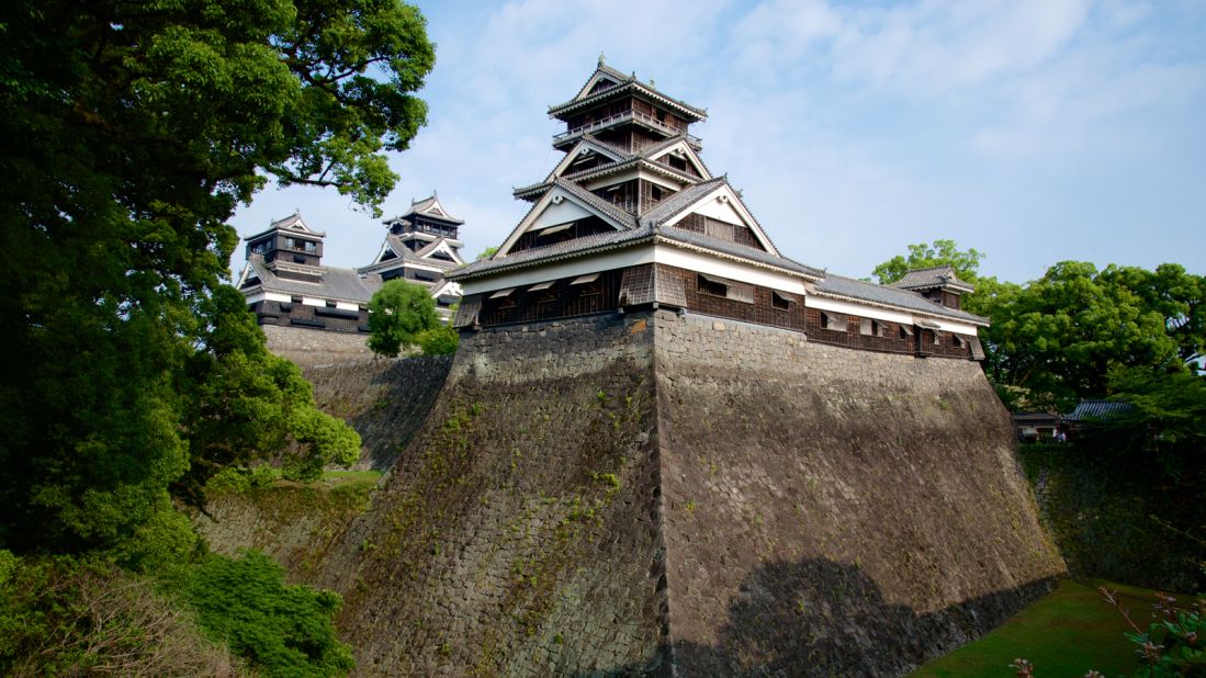 <strong>Kumamoto Castle:</strong> "This castle's walls are nicknamed nezumi-ishi (mouse walls) as they were deemed impossible for even a mouse to scale," says Mitchelhill. "Unfortunately, the 2016 earthquake destabilized many of the walls and buildings at Kumamoto castle. They are expected to take many years to repair."