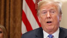 President Donald Trump speaks during his meeting with members of his cabinet in Cabinet Room of the White House in Washington, Wednesday, July 18, 2018. (AP Photo/Pablo Martinez Monsivais)