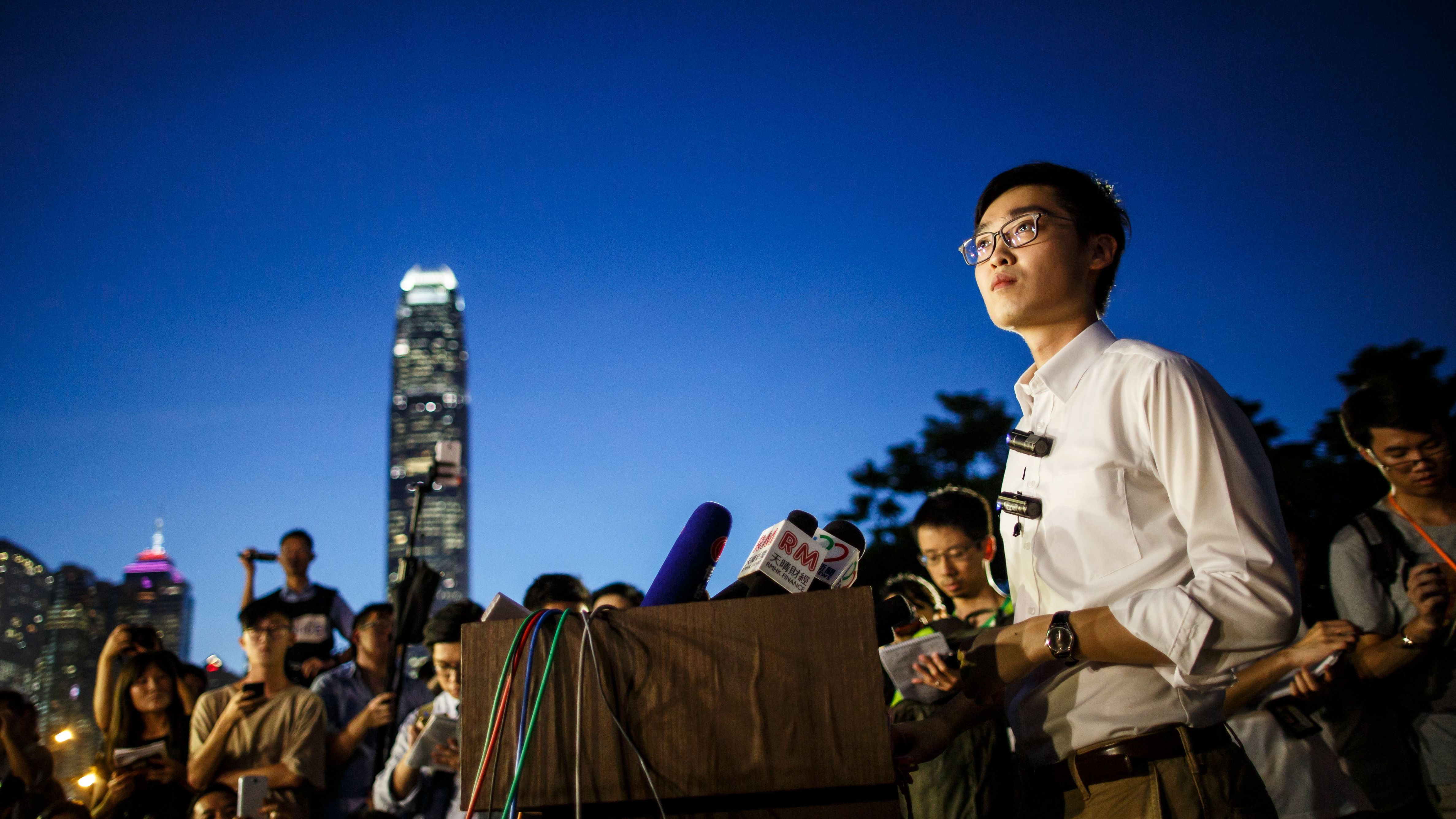 Andy Chan, leader of the pro-independence Hong Kong National Party. He was informed this week that his party could be banned under a colonial-era law. 