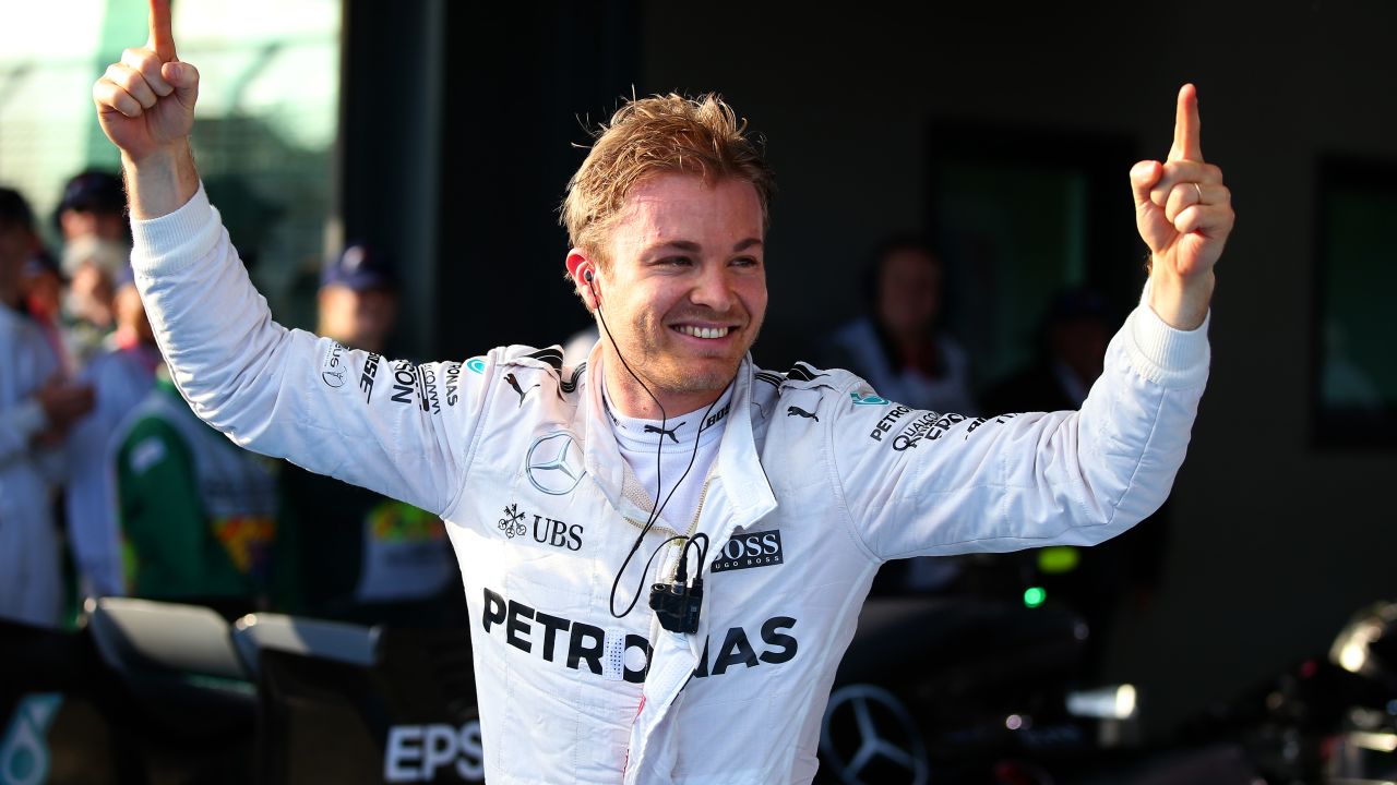 MELBOURNE, AUSTRALIA - MARCH 20:  Nico Rosberg of Germany and Mercedes GP celebrates in Parc Ferme after winning the Australian Formula One Grand Prix at Albert Park on March 20, 2016 in Melbourne, Australia.  (Photo by Lars Baron/Getty Images)