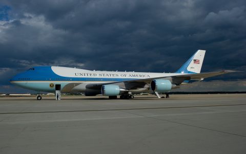 Air Force One sits on the tarmac after arriving at Andrews Air Force Base in Maryland, October 15, 2010. 