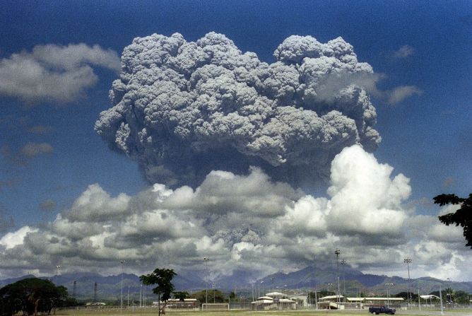 New Clark City is not far from an abundance of solidified lahar left over from the catastrophic Mount Pinatubo volcanic eruption, seen here, in 1991. Experts say another big eruption from this volcano isn't expected for hundreds of years.