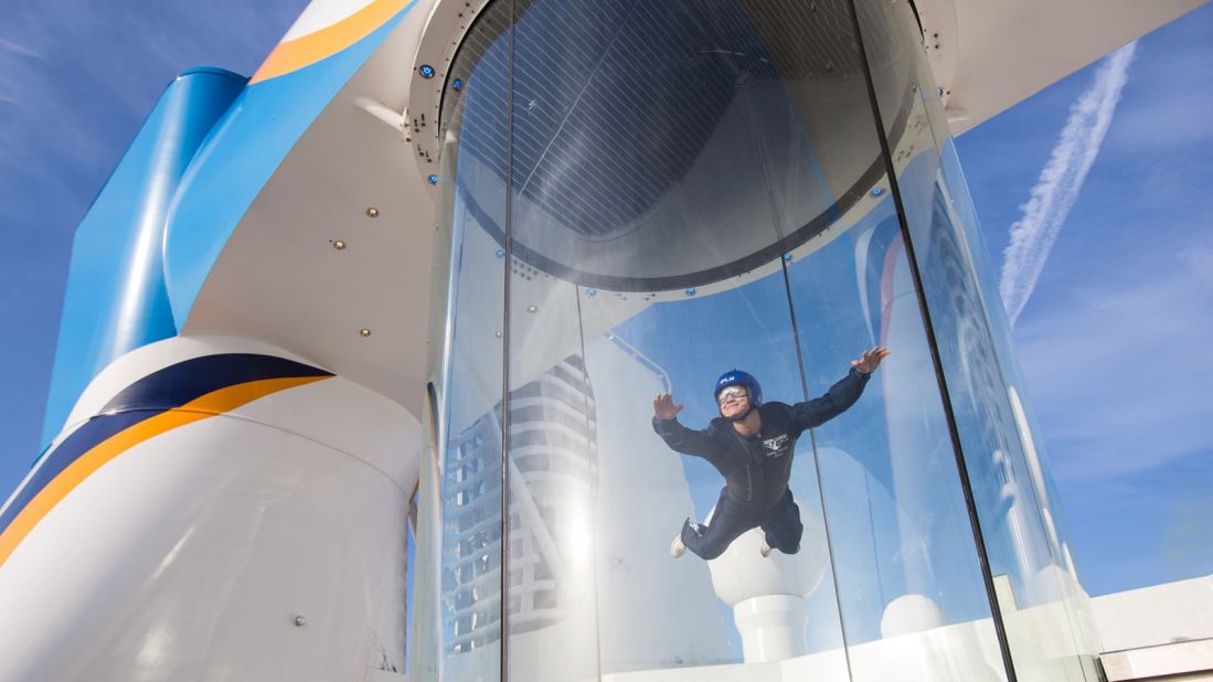<strong>Skydiving simulator: </strong>Royal Caribbean stands out for its adventure-minded innovations such as the RipCord by iFLY attraction, a skydiving simulator that's available on its Quantum-class ships. 