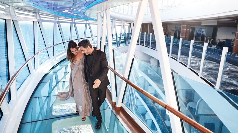 <strong>Seawalk:</strong> Walk on water via Princess Cruises' SeaWalk feature (available on the Regal Princess, Royal Princess, and Majestic Princess), a glass-bottomed pathway that cantilevers the ships' side by 28 feet and overlooks the ocean waves some 130 feet below.