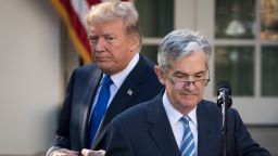 President Donald Trump looks on as his nominee for the chairman of the Federal Reserve Jerome Powell takes to the podium during a press event in the Rose Garden at the White House, November 2, 2017 in Washington, DC. Current Federal Reserve chair Janet Yellen's term expires in February.  (Drew Angerer/Getty Images)