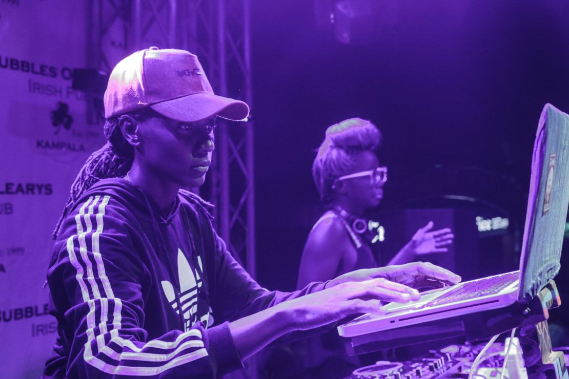 DJs Rachael (left) and Kampire (right) playing at Femme Famous, an event organized by Rachael featuring female DJs who she's mentored.