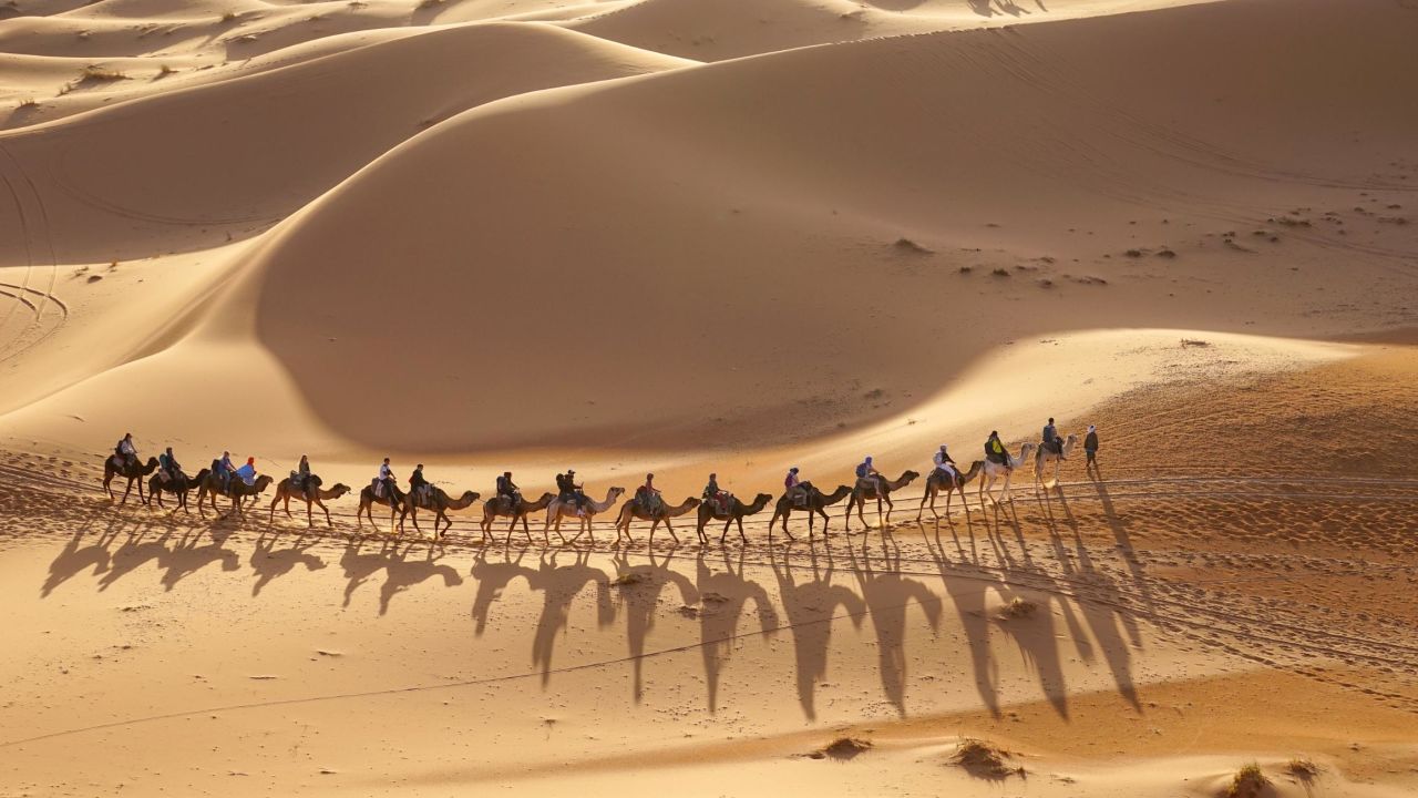 <strong>April in Morocco: </strong>Ready for a desert adventure? In Morocco, you can join a camel caravan for a brief feel of Saharan life.